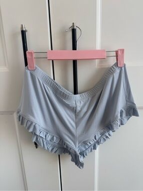 SKIMS Light Blue Ruffle Lounge Shorts